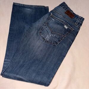 BKE Vintage Jeans Mens 37R Blue MECHANIC Straight Leg 100%Cotton Denim Pants